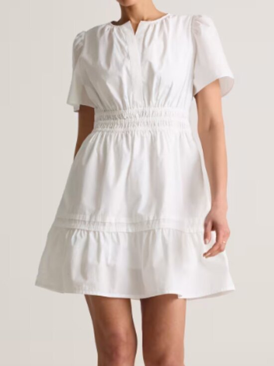 Quince Dresses & Skirts - Quince 100% Organic Cotton Poplin Tiered Mini Dress White S NWT
